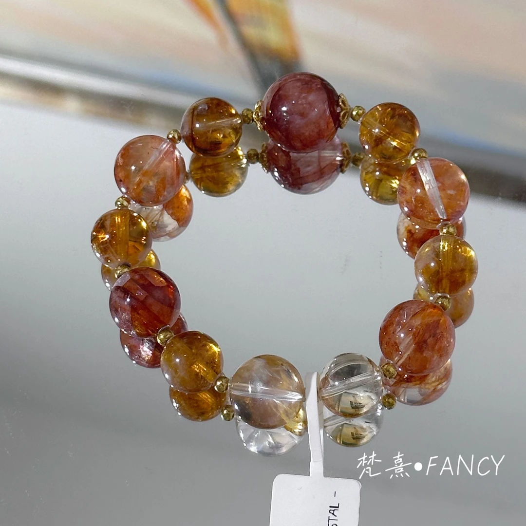 梵熹原创 【鸿运锦鲤】天然锦鲤胶花红黄胶花黄塔晶手串 多样性发一