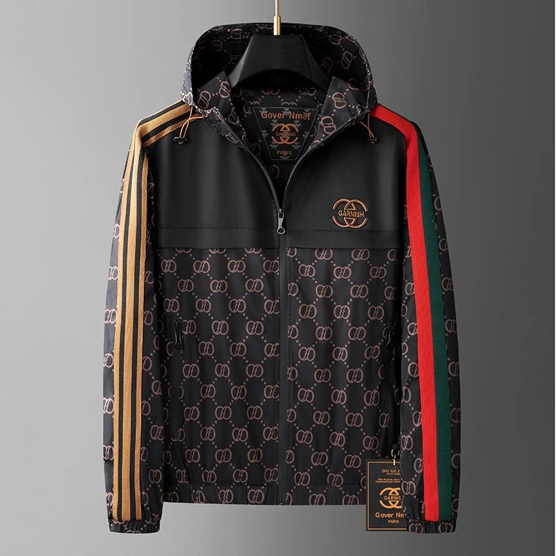 春秋季连帽夹克男士帅气百搭轻奢潮牌韩版男士通勤上衣修身外套男