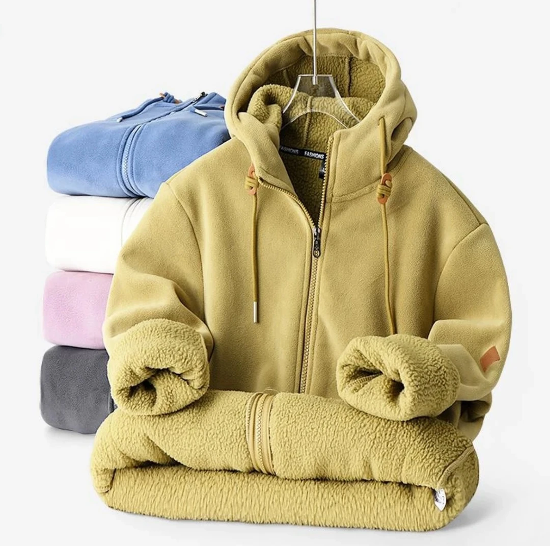 五四严选 新款开衫连帽保暖居家休闲百搭加绒抓绒衣男女同款外套