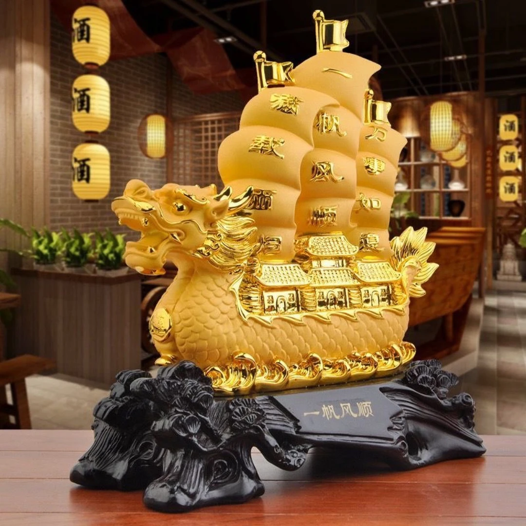 一帆风顺龙船摆件客厅中式摆件办公室家居装饰品摆件乔迁开业礼品