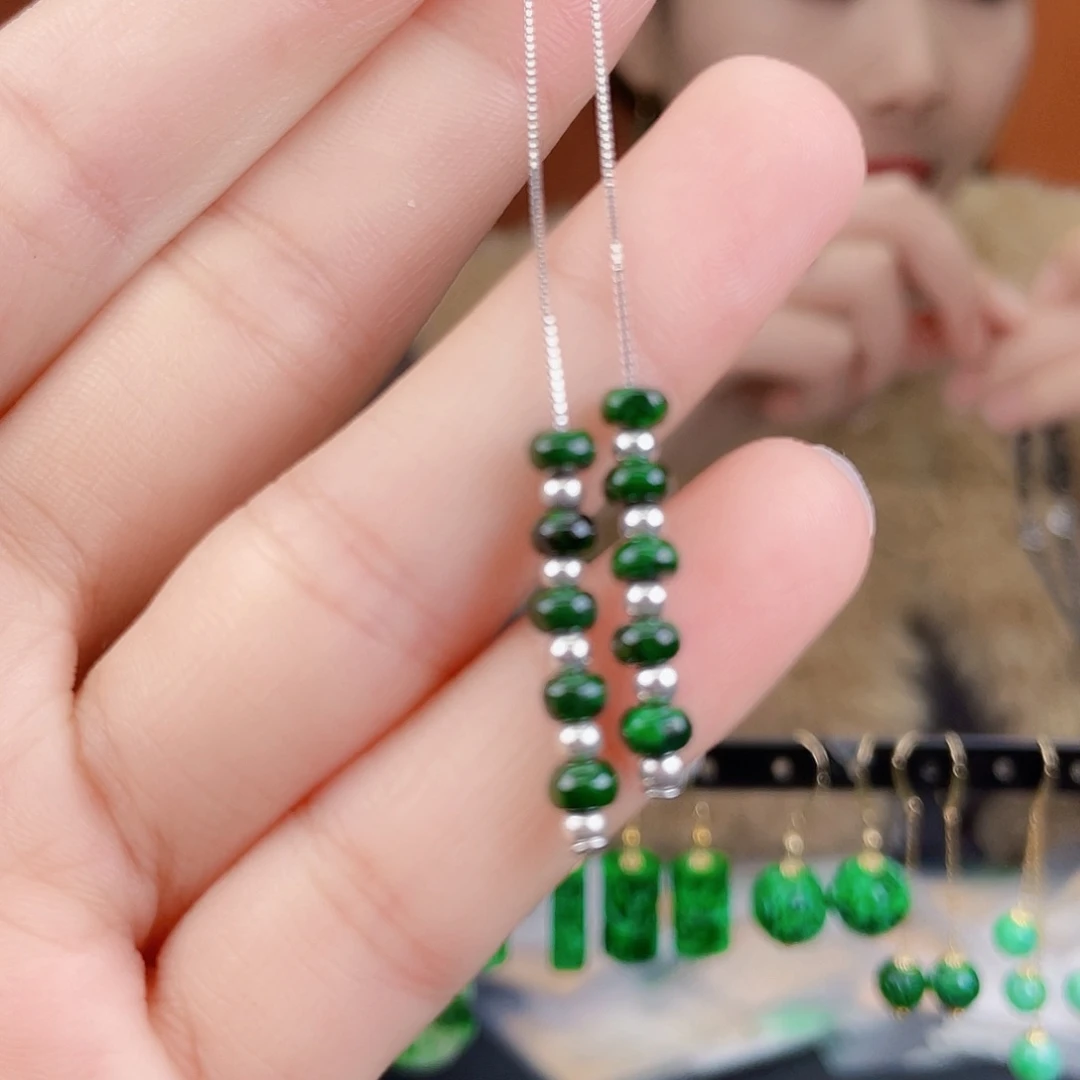 翡翠银S925镶嵌耳饰