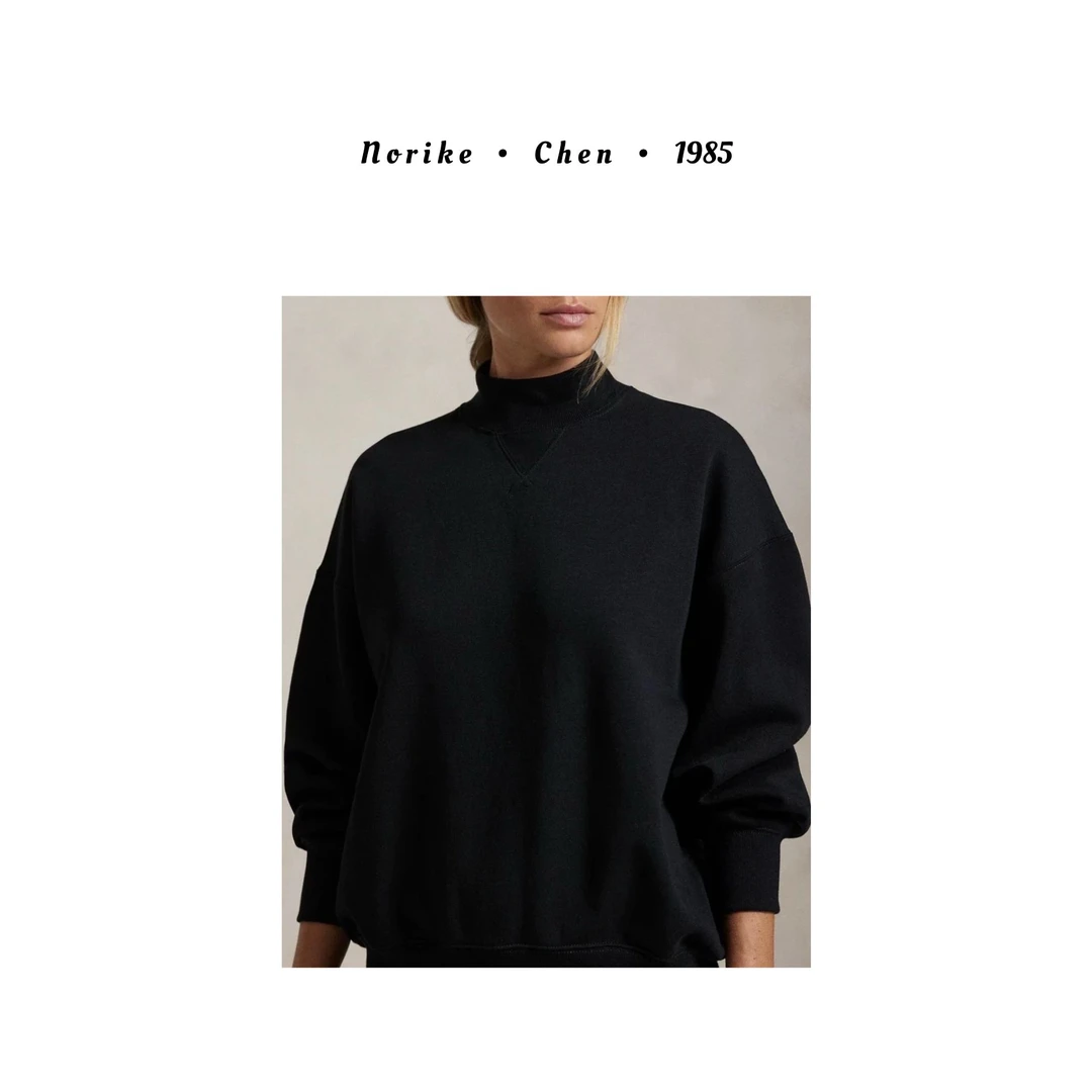 美式复古螺纹半高领卫衣抓绒保暖休闲上衣NK50171