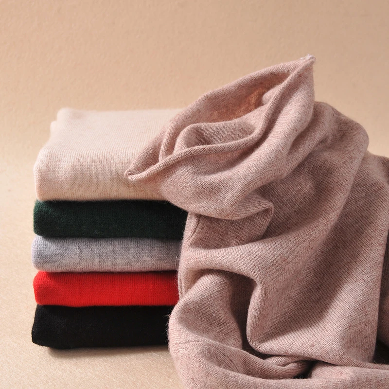 【自纺纱严选全羊毛绒】堆堆领针织羊绒衫时尚修身秋冬套头长袖