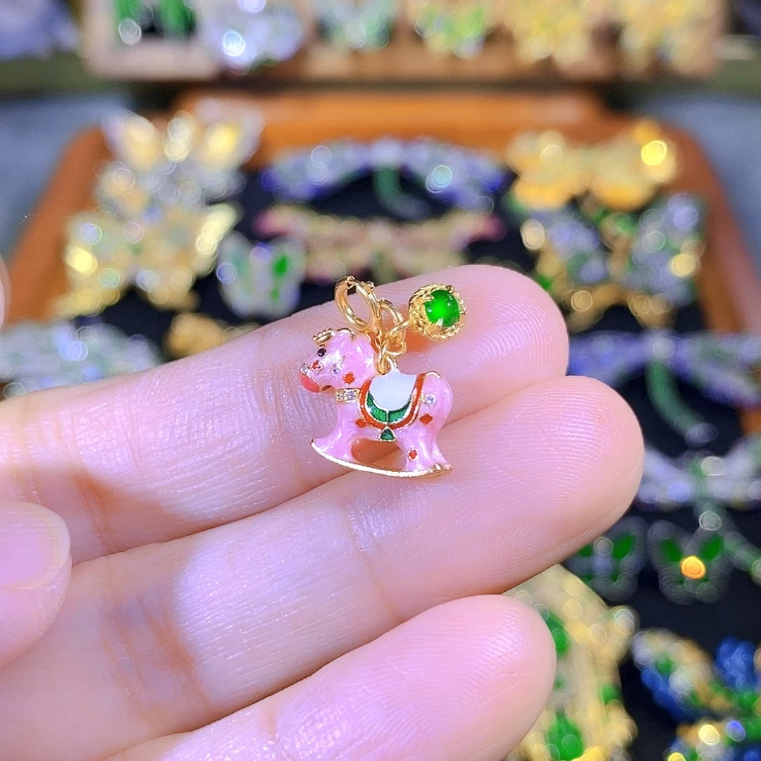 吊坠(不含链)银S925镶嵌翡翠