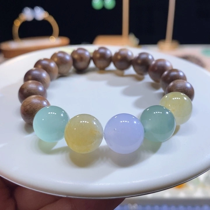 翡翠未镶嵌颈饰翡翠糖果色手串