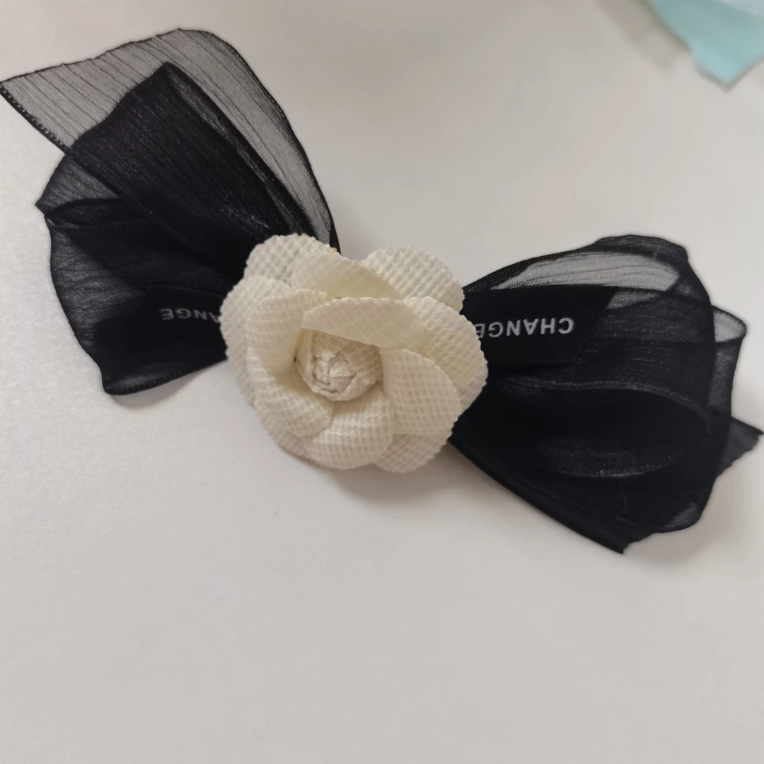 20PY-11韩系气质蝴蝶结网纱山茶花弹簧夹仙女