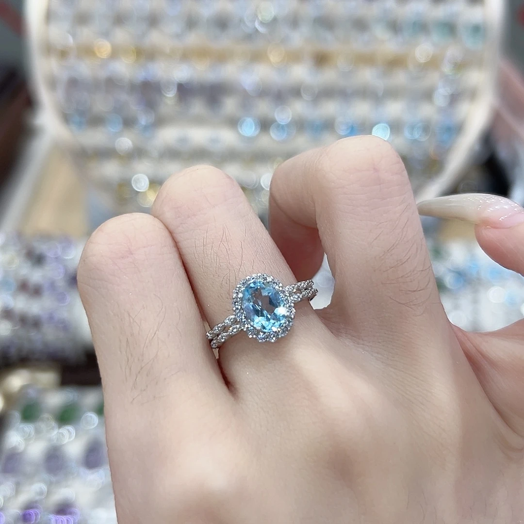 神***清戒指托帕石银S925镶嵌