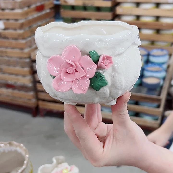 有孔.凑满10元发货多肉陶瓷花盆！