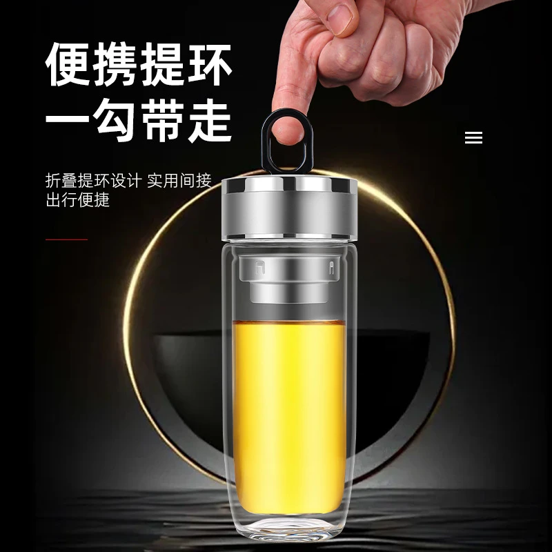 【鹅蛋杯】玻璃杯双层加厚办公商务泡茶杯便携车载家用杯子