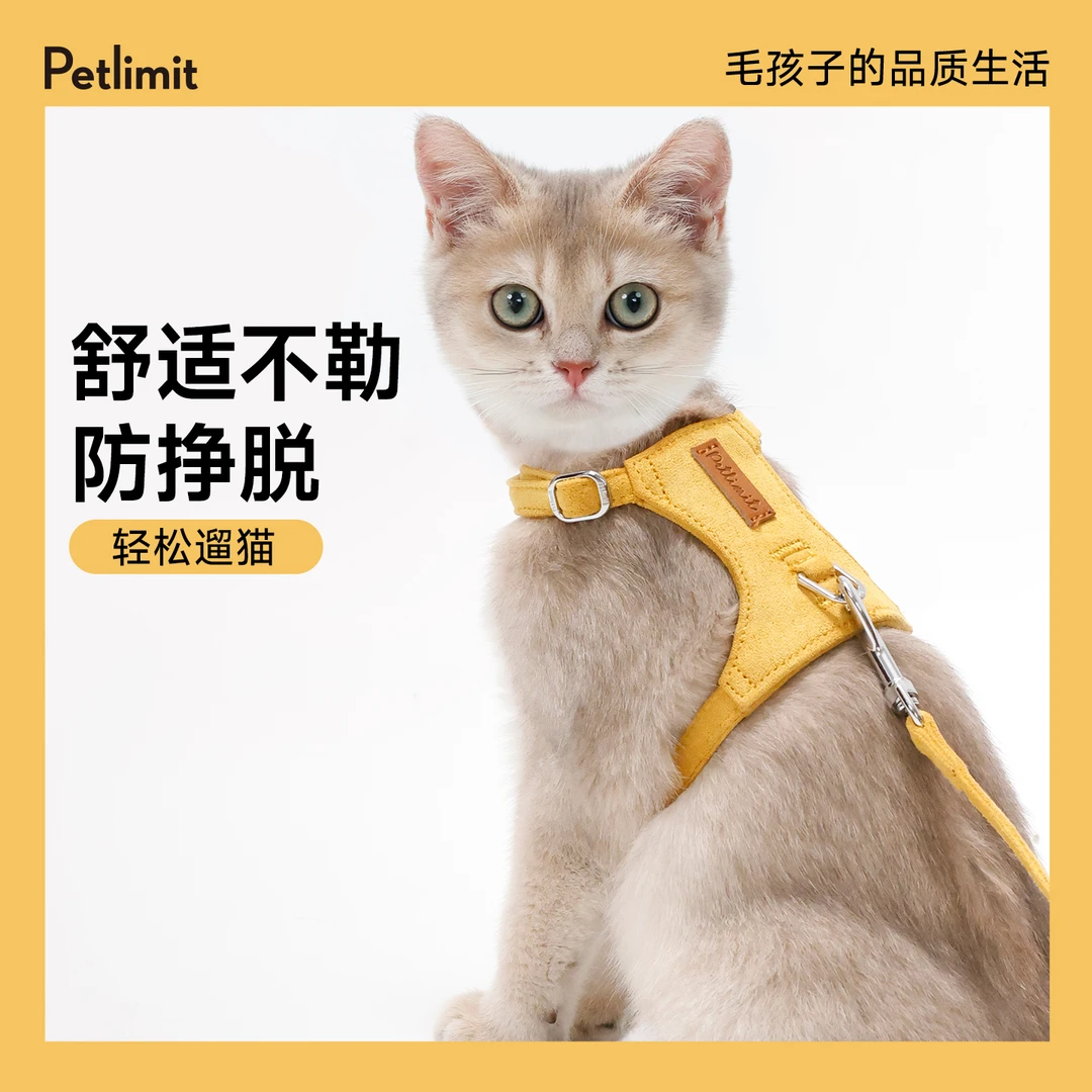 猫咪牵引绳小猫胸背带防挣脱工字型遛猫神器外出专用宠物溜猫绳子