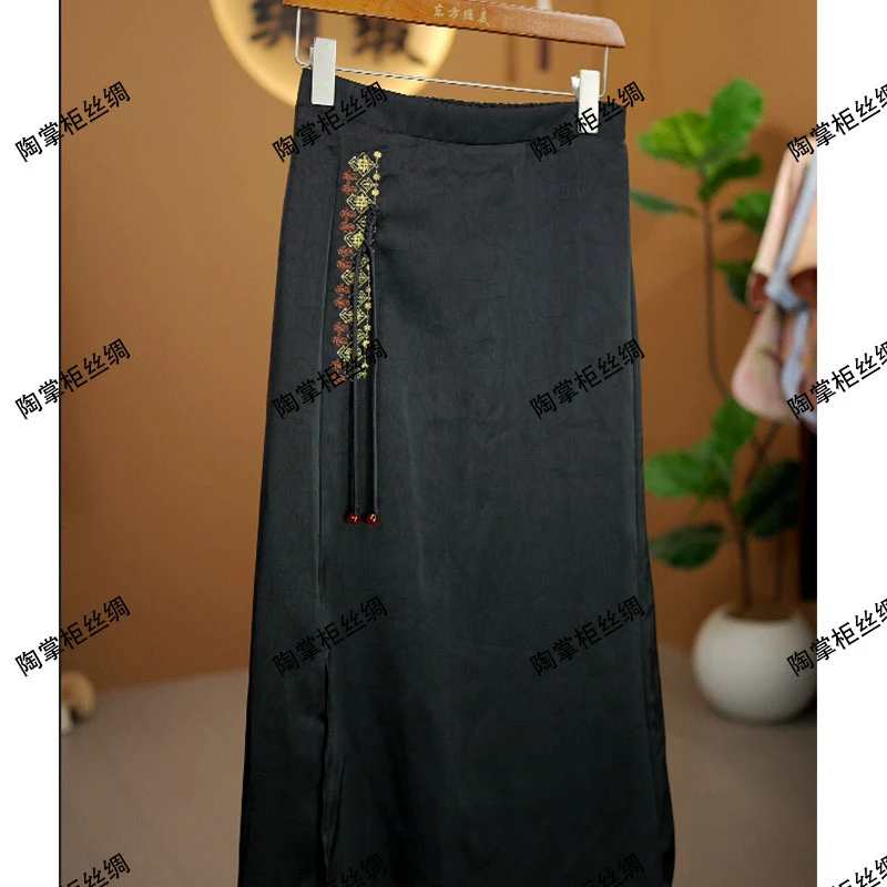 【冠乐皱半裙】2025新款气质刺绣复古半裙-25109