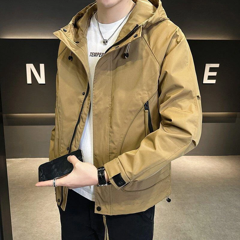 秋季新款秋冬时尚休闲连帽工装夹克外套潮牌百搭衣服夹克外套男