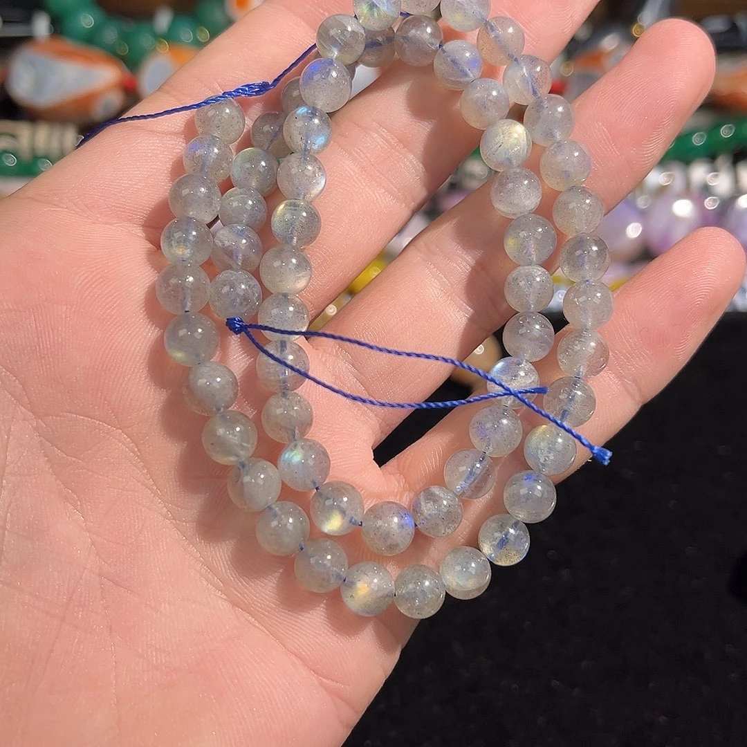 水晶珠宝半成品未镶嵌灰月光卡6.7mm