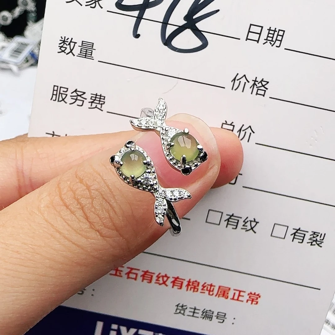 银S925镶嵌戒指翡翠戒指