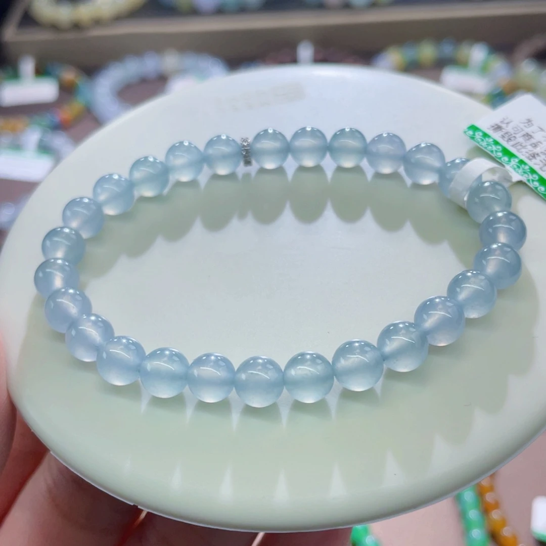 未镶嵌手链翡翠冰川蓝卡6.5