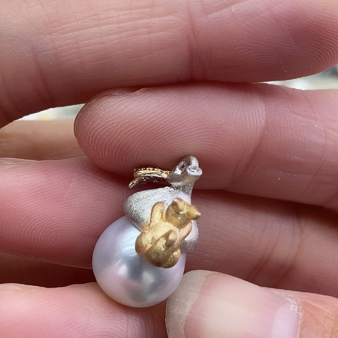 海水珍珠银S925镶嵌吊坠(不含链)