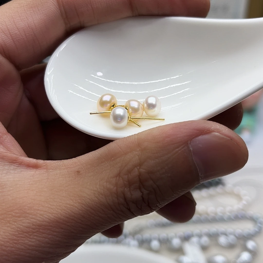 淡水珍珠耳饰银S925镶嵌