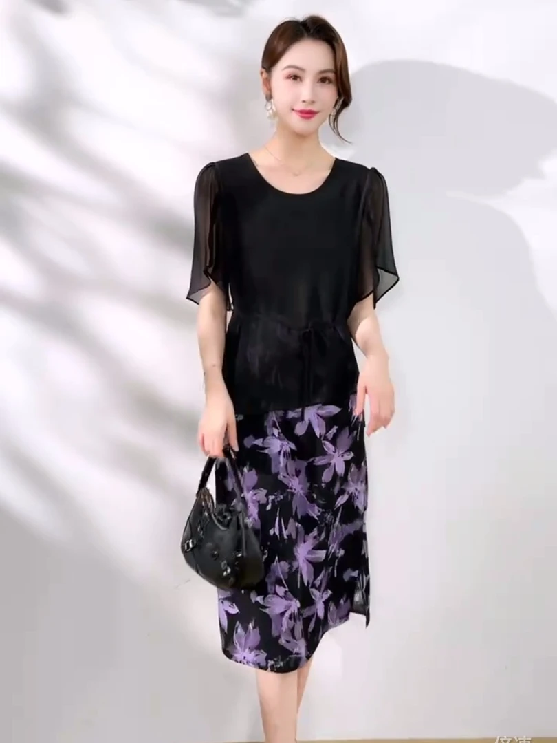 【姐妹服饰】[5406］夏季气质百搭女士乔其纱连衣裙