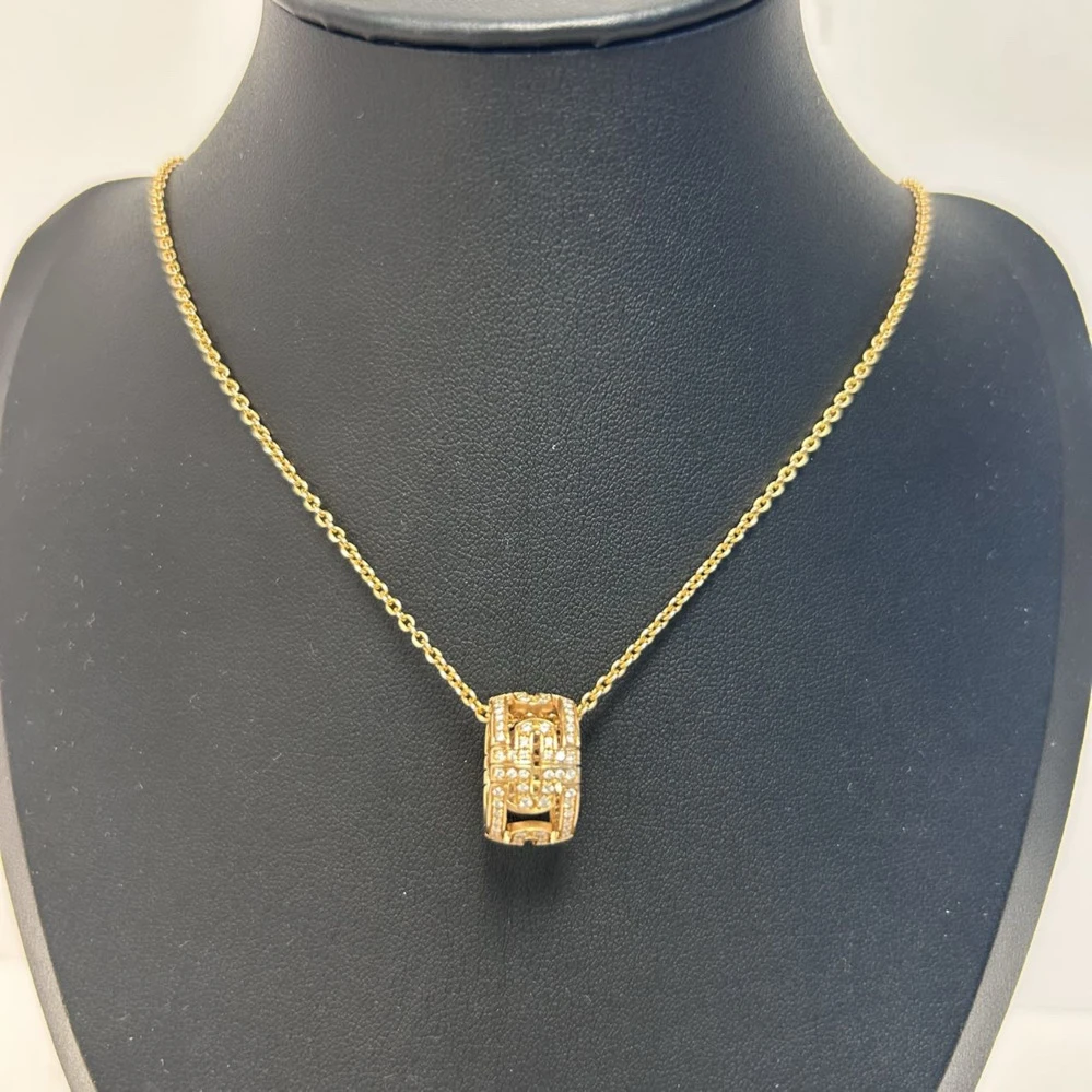 99新 BVLGARI/宝格丽 【念念特价】回形针 满钻 回转项链 18K玫瑰金