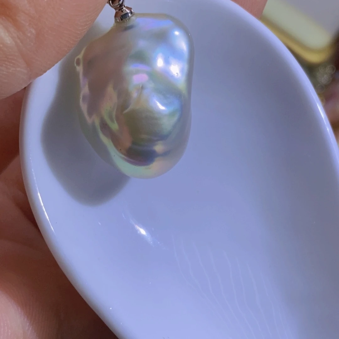 银S925镶嵌淡水珍珠微瑕