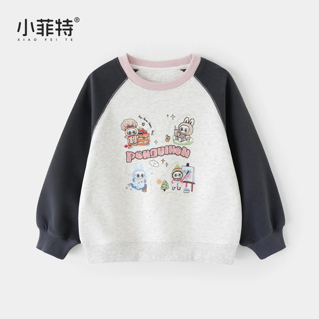 小菲特女童秋装新款长袖卫衣中大童卡通上衣中大童衣服YNYQ53104