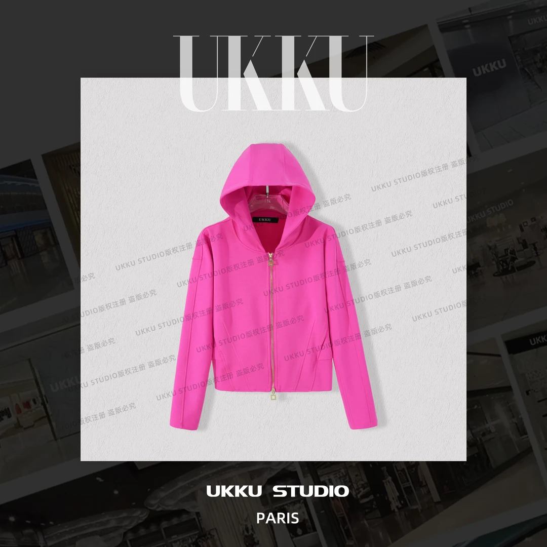 【UKKUSTUDIO】航 网红修身百搭气质显白重磅连帽卫衣614539