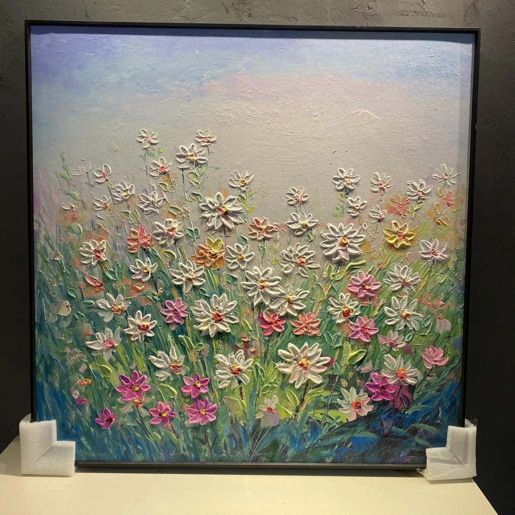 纯手绘花卉油画现代简约风格客厅卧室艺术装饰画