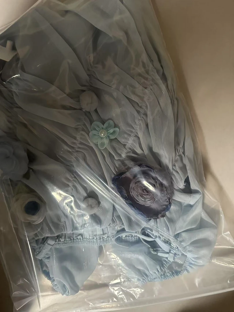 小众设计【小花仙】玫瑰仙女梦 梦幻气质小众蓝色流光立体花卉小衫