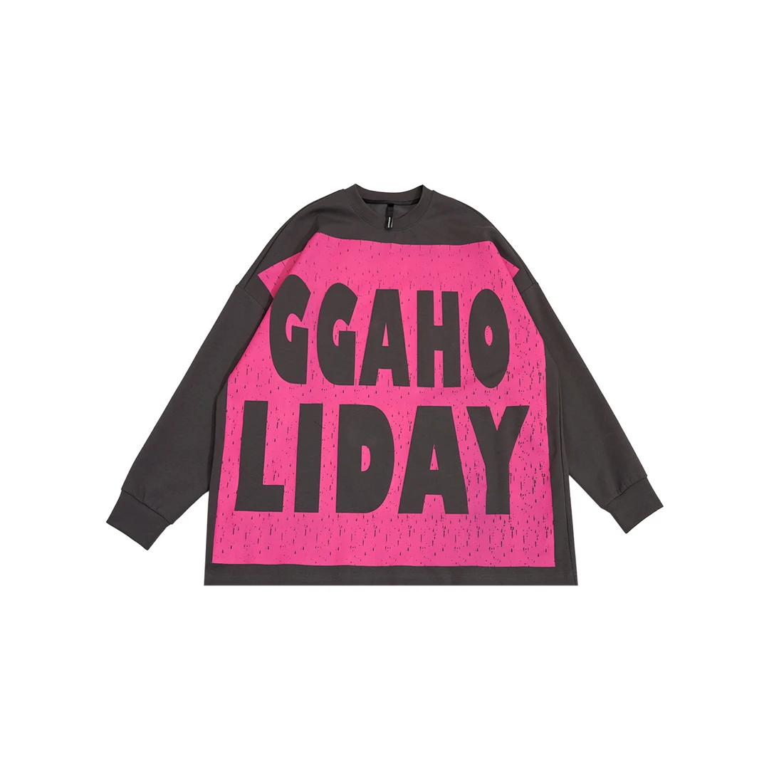 美式休闲宽松重工复古百搭时尚嘻哈5D印花显瘦长袖卫衣-151162