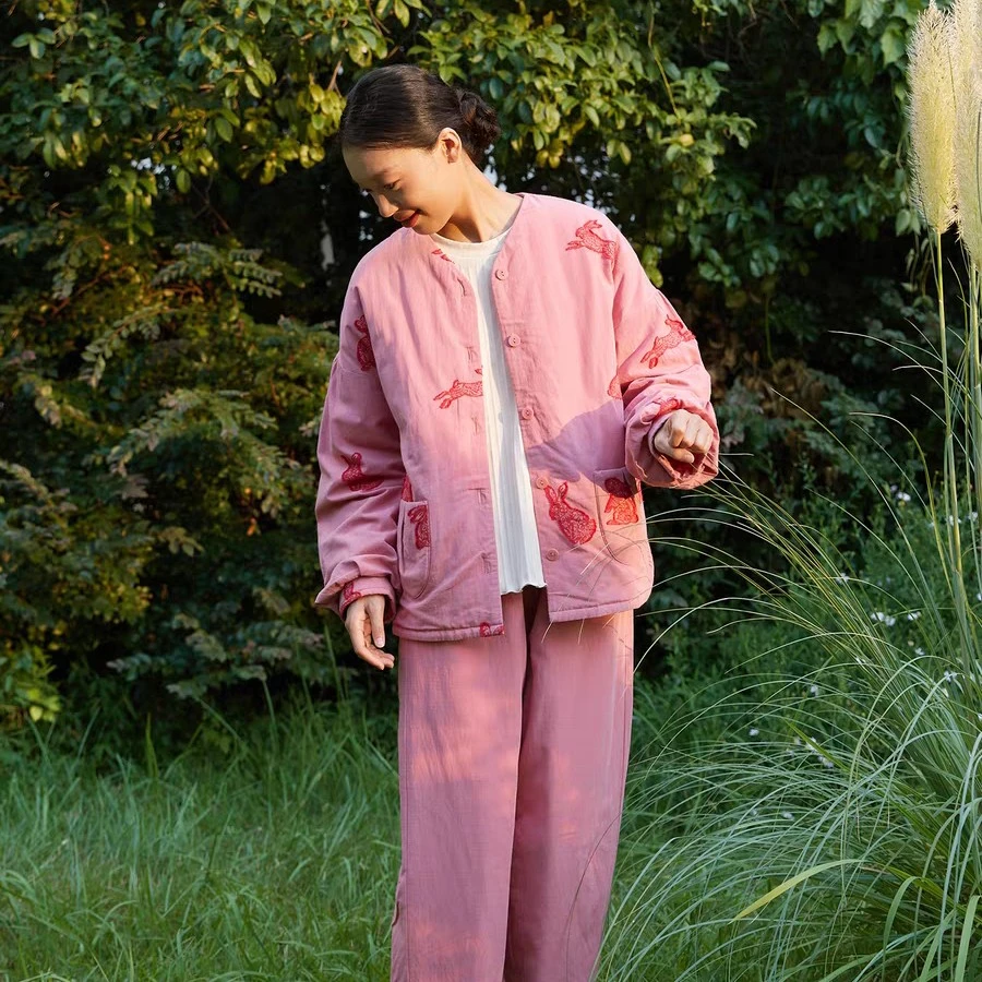 秋冬新款长袖印花可外穿女家居服