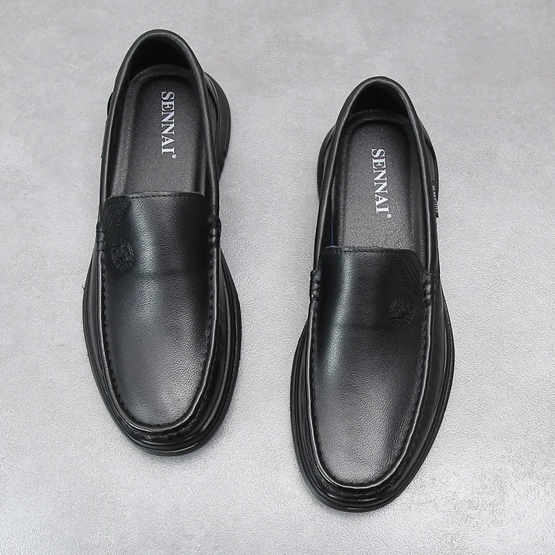 头层牛皮透气软皮休闲皮鞋软底中老年爸爸鞋英伦真皮商务男士皮鞋