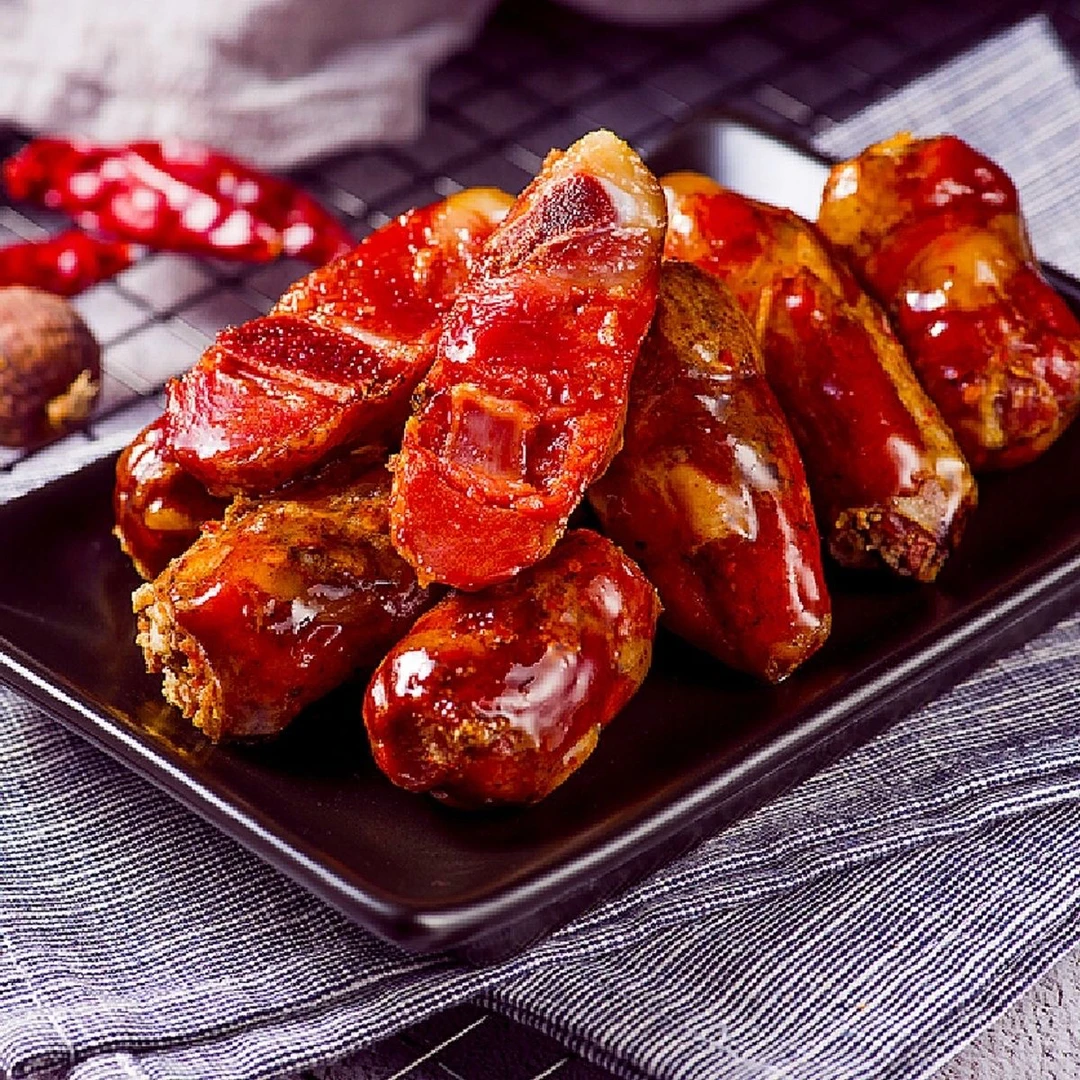 【排骨香肠】直播农村柴火烟熏腊排骨香肠 麻辣原味 不沾水可退