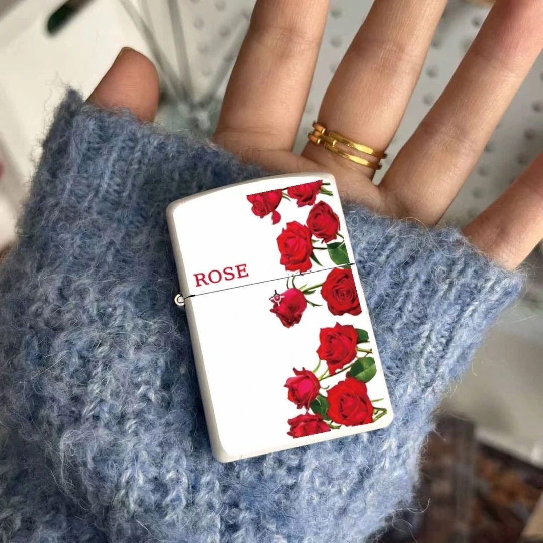 ZORRO佐罗打火机正品煤油防风纯白加厚纯真DIY情人礼物玫瑰蝴蝶景