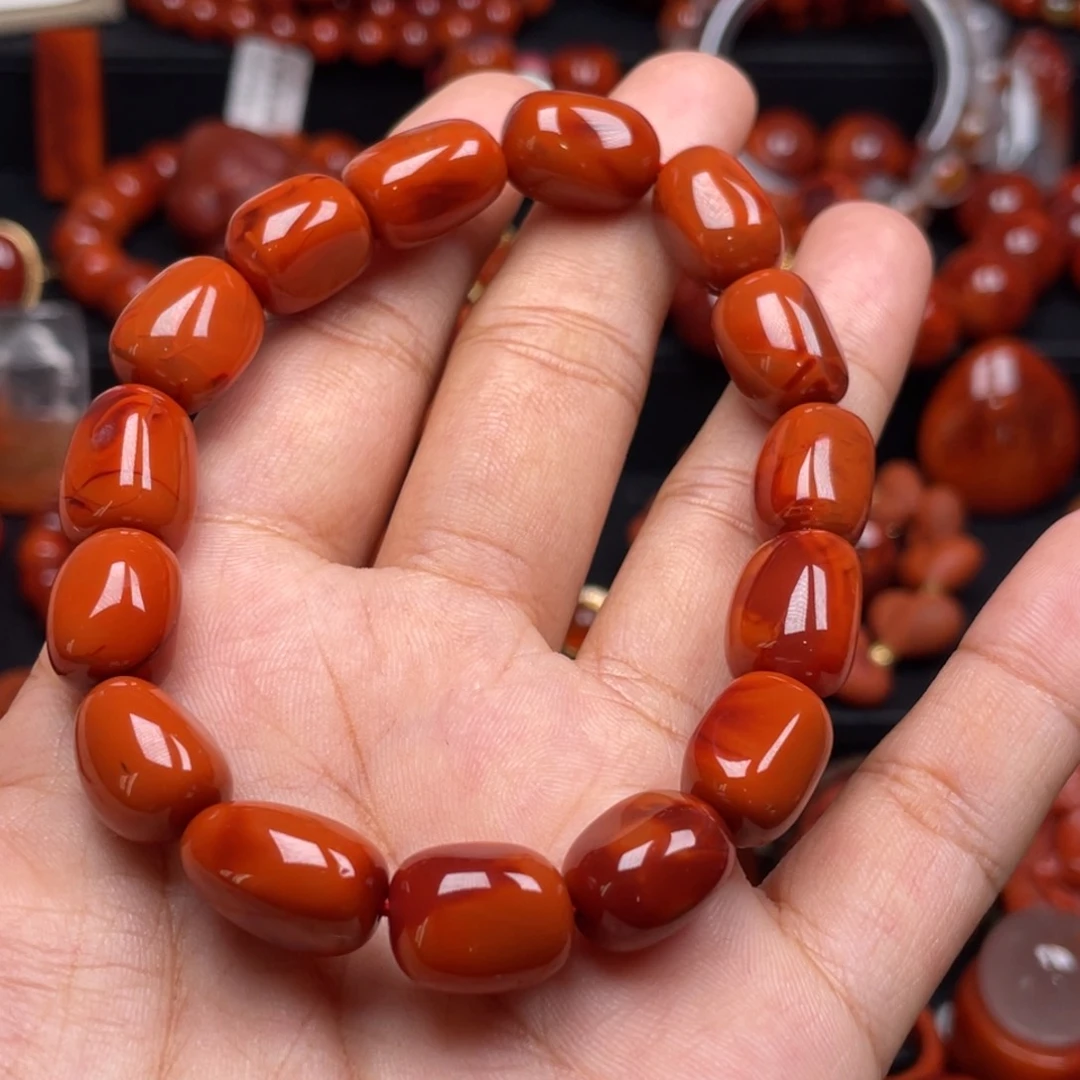 南红玛瑙未镶嵌珠宝奇石单圈11mm