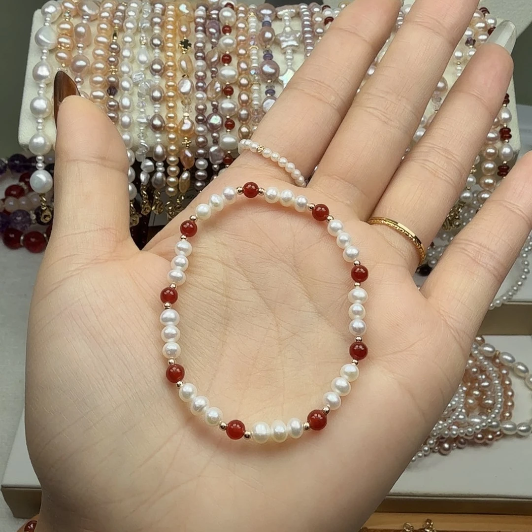 银S925镶嵌淡水珍珠手绳