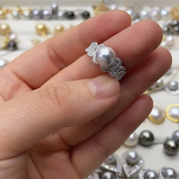 海水珍珠戒指银S925镶嵌