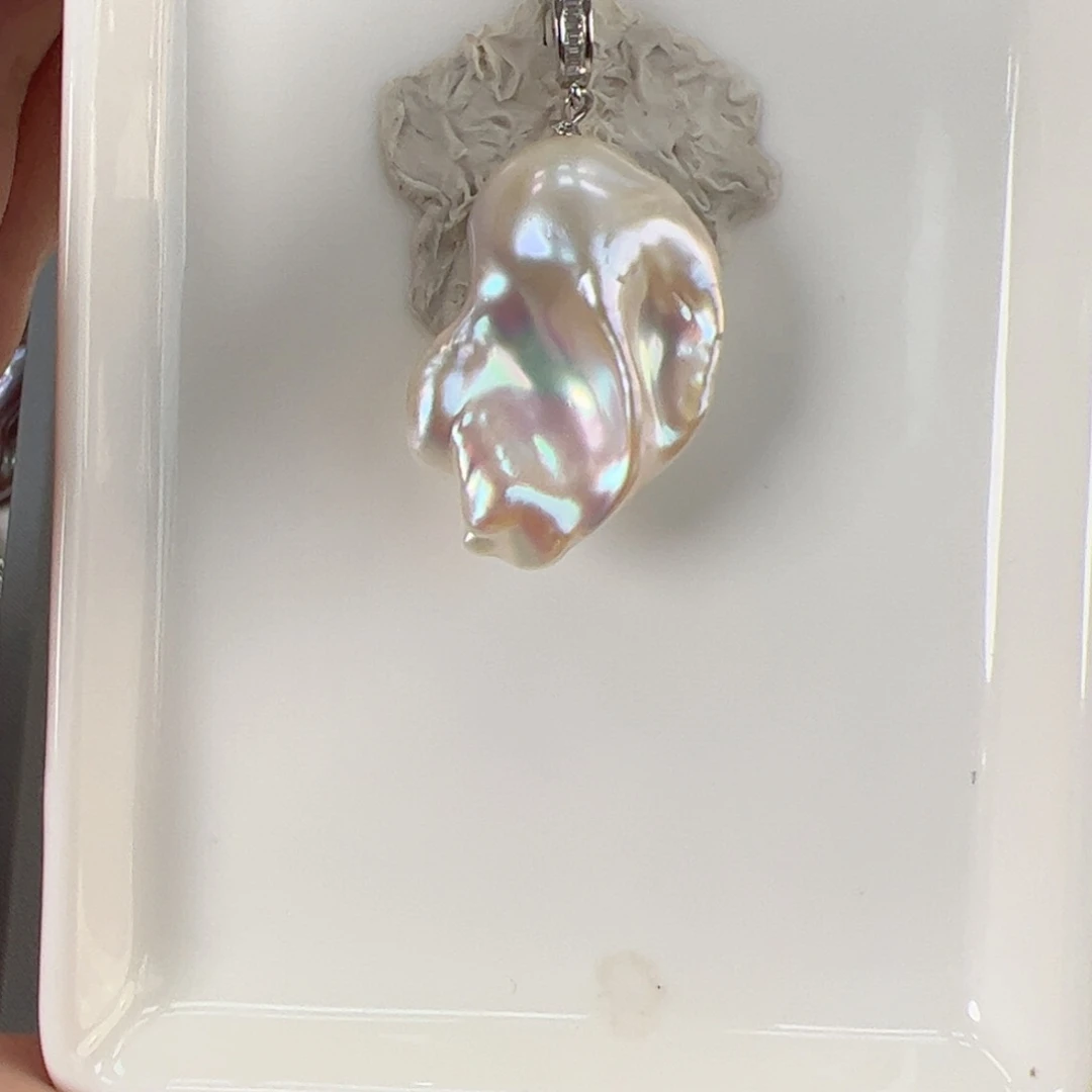 淡水珍珠银S925镶嵌吊坠(不含链)不退不换