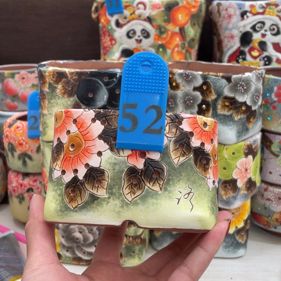 红陶一****坑多肉花盆特价