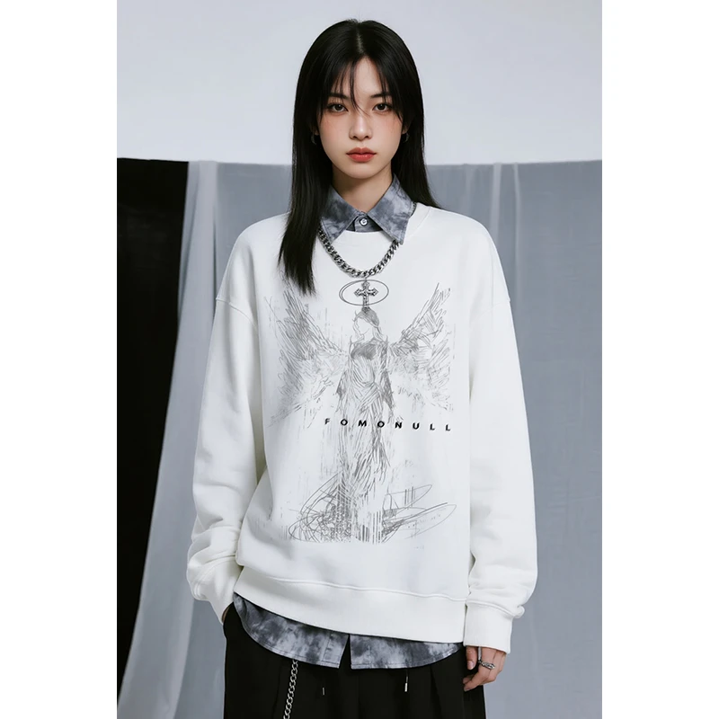 原创手绘秋冬免烫套头透气保暖卫衣秋季美式hiphop高街ins衣服