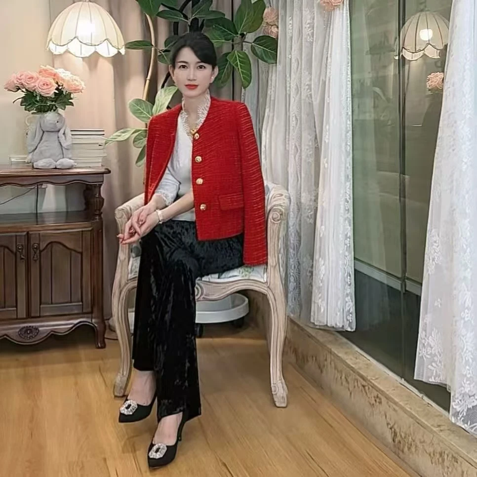 【当红之年】AN277 安妮老板 高奢气质金属扣名媛短外套