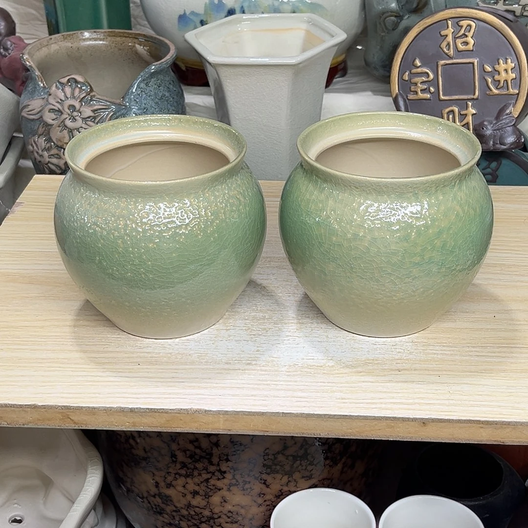 陶瓷绿植多肉微瑕花盆口径11*12打孔