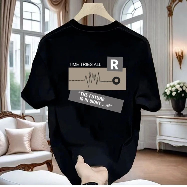 夏季潮牌字母印花短袖T恤男士重磅高级感轻奢打底衫上衣2025年ins