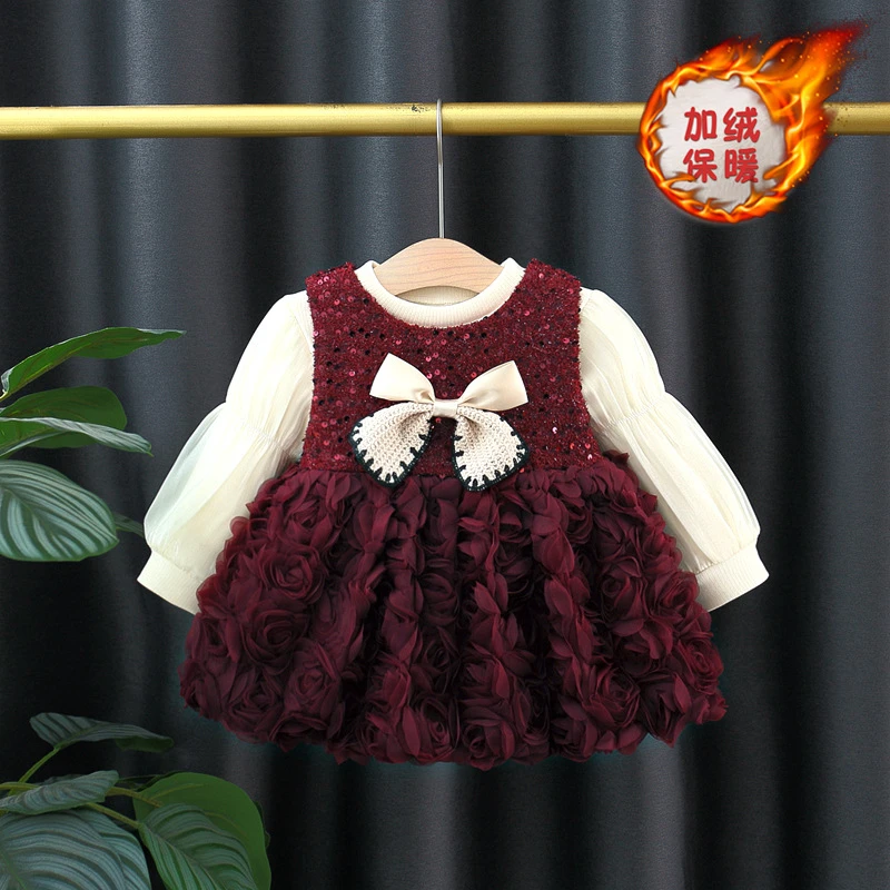 童装连衣裙套装女童秋冬新款洋气加绒打底衫背心裙二件套代发467D