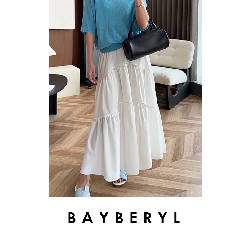 BAYBERYL老贝蛋糕裙*黑白松紧腰气质显瘦25春半身裙YQ4K2701