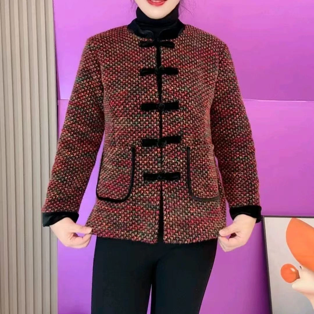 新款七彩针织毛衣外套