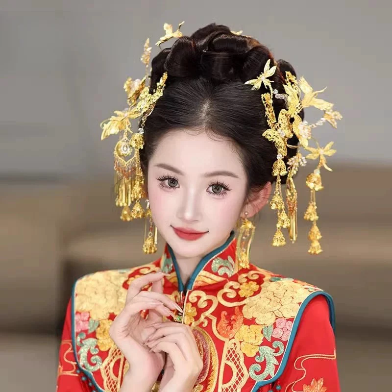 金色龙凤褂新中式秀禾新娘头饰35551