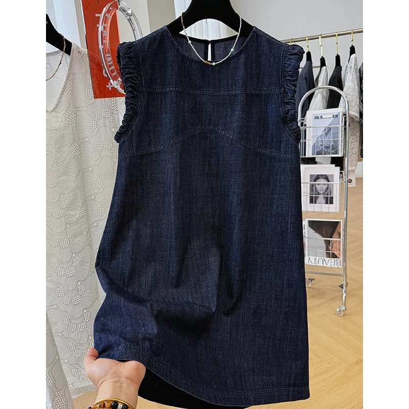高级感显瘦减龄独特小飞袖无袖牛仔裙连衣裙女轻奢薄款夏季裙子