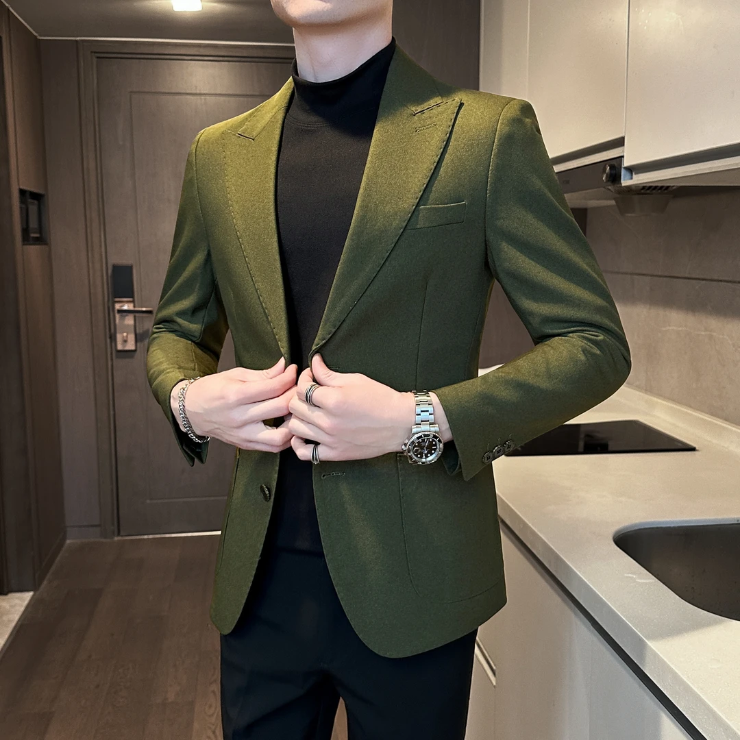 男士西装外套秋冬季商务男装2025新款痞帅修身高级感休闲单件西服