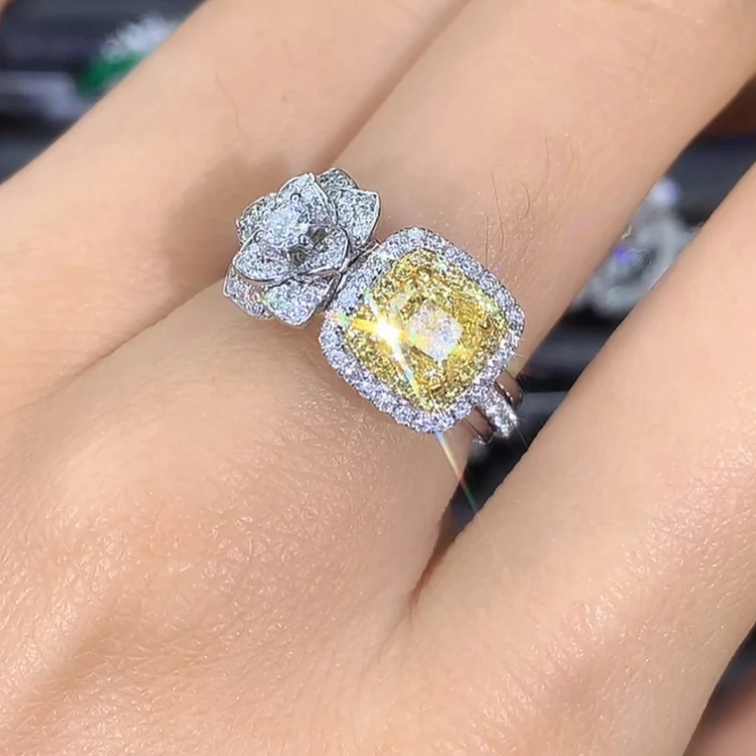 18k金黄钻戒指设计款GIA证书 豪华镶嵌