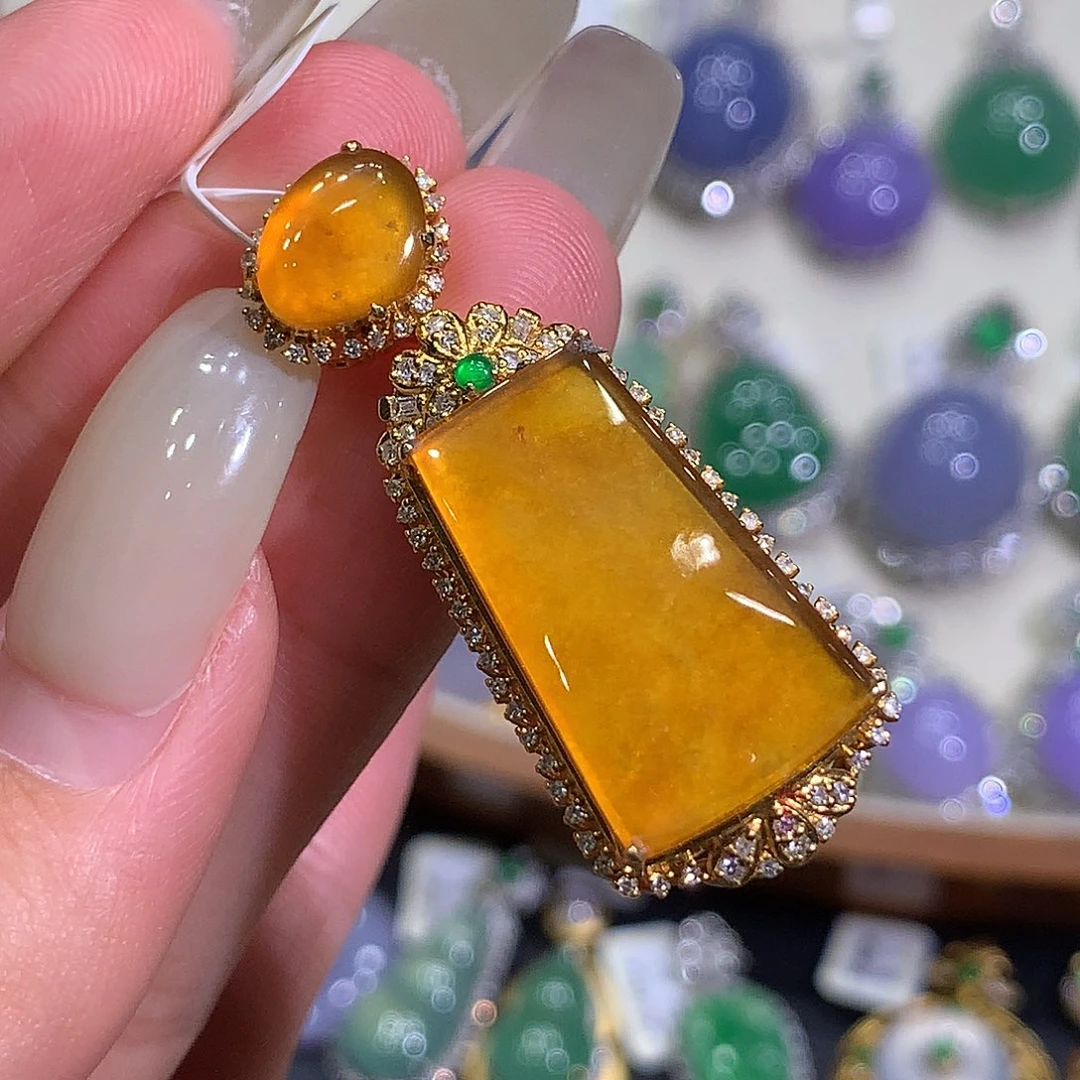 翡翠18K金镶嵌吊坠(不含链)